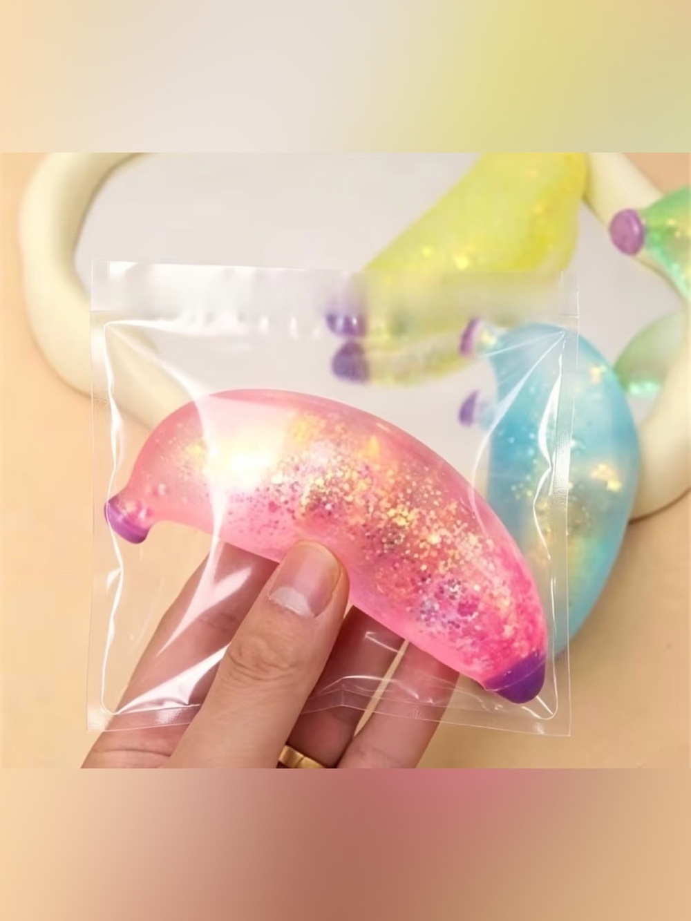 Banana Squishy Glitter Toy - Assorted Colors - Picture 3 of 4